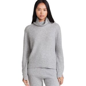 $425 rag & bone Pierce Grey Cashmere Ribbed Relaxed Fit Turtleneck Sweater S
